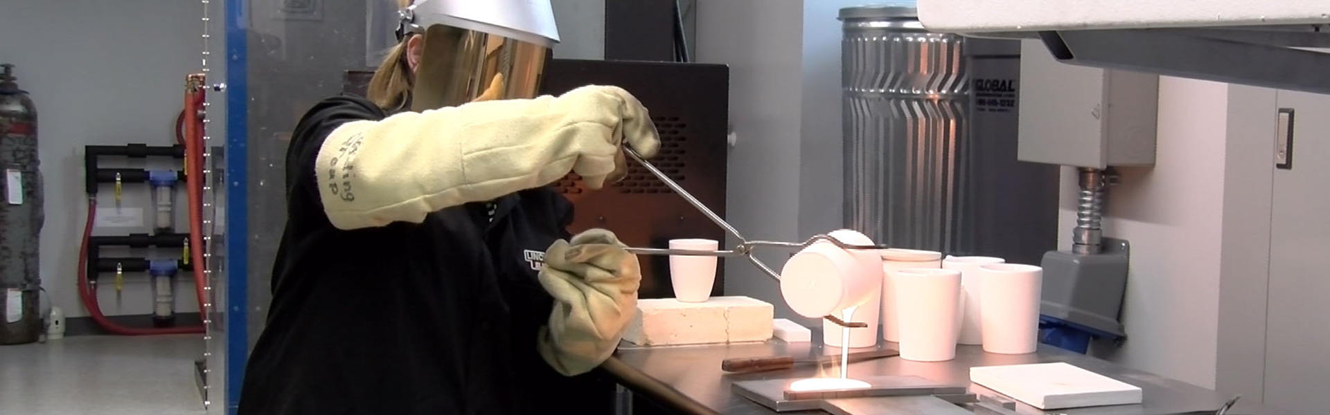 Student in the Glass Processing Lab