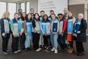 Students pose with Cocoziello Institute Director Scarlett Miller and Associate Director Jennifer Wagner at the conclusion of the event.