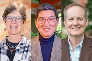 Three faculty from Penn State’s College of Earth and Mineral Sciences have been elected to the National Academy of Engineering. Members of the class of 2025 include, from left, Susan Brantley, Atherton Professor and Evan Pugh University Professor Emerita of Geosciences; Long-Qing Chen, Donald W. Hamer Professor of Materials Science and Engineering; and Russell Johns, George E. Trimble Chair of Energy and Mineral Sciences and professor of petroleum and natural gas engineering.