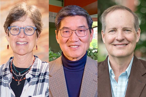 Three faculty from Penn State’s College of Earth and Mineral Sciences have been elected to the National Academy of Engineering. Members of the class of 2025 include, from left, Susan Brantley, Atherton Professor and Evan Pugh University Professor Emerita of Geosciences; Long-Qing Chen, Donald W. Hamer Professor of Materials Science and Engineering; and Russell Johns, George E. Trimble Chair of Energy and Mineral Sciences and professor of petroleum and natural gas engineering.