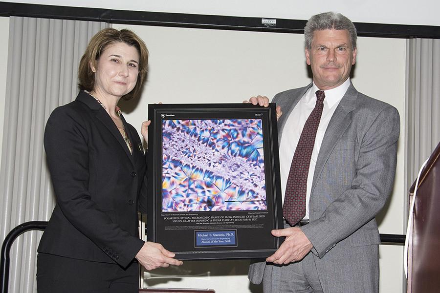 Michael Starsinic in April was awarded Alumnus of the Year in the Department of Materials Sciences and Engineering. Susan Sinnot